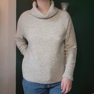 NWT L.L. Bean Mohair Merino Wool Turtleneck Soft Cream Marl Sweater, Woman's L